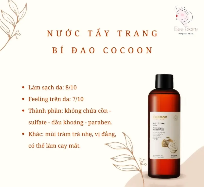 Review nước tẩy trang bí đao Cocoon