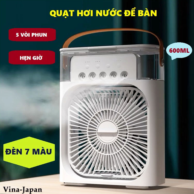 Quạt điều hòa hơi nước mini phun sương để bàn 3 chế độ tích hợp led hẹn giờ hình 2