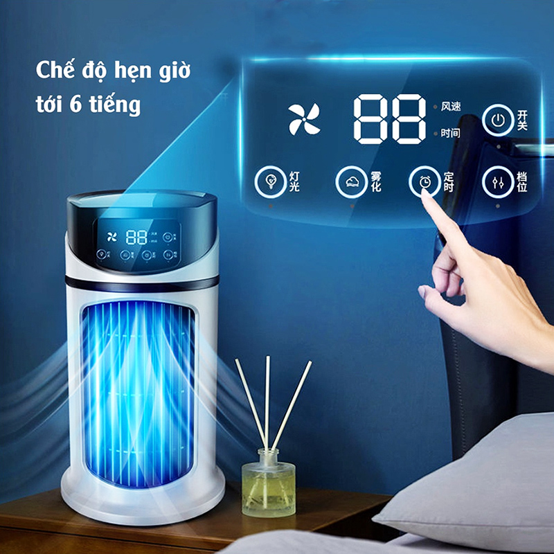 Quạt điều hoà mini hơi nước Amoi phun sương để bàn 6 cấp độ gió 300ml  hẹn giờ đèn led hình 1