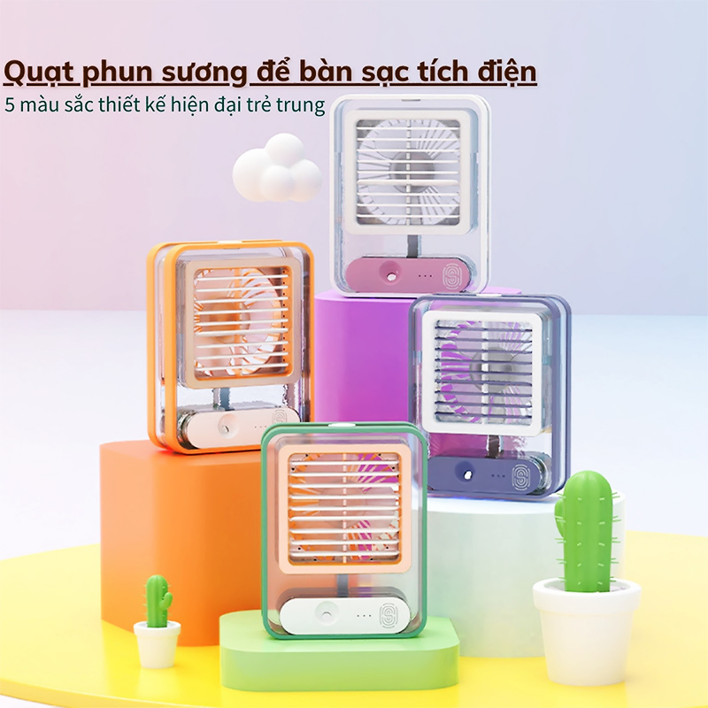 Quạt điều hòa mini phun sương cảm ứng nano đèn led hình 1