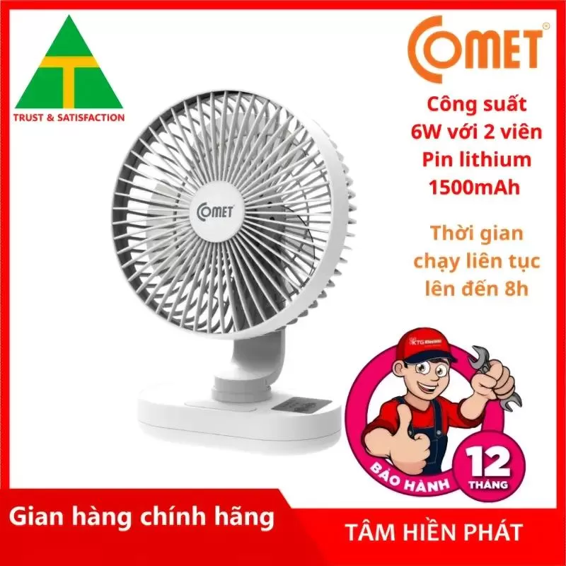 Quạt điện mini tích điện đa năng để bàn Comet CRF1406