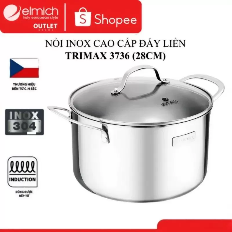 Bộ nồi inox cao cấp 3 lớp liền đáy Elmich Tri-Max