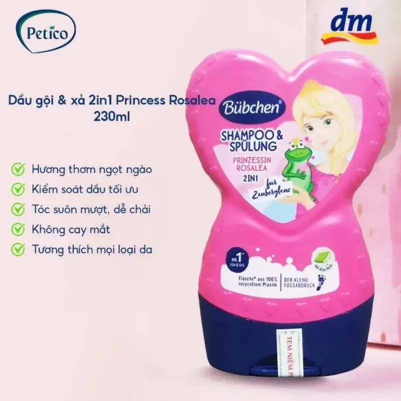 Dầu gội đầu cho bé Rosalea 2in1 Bubchen