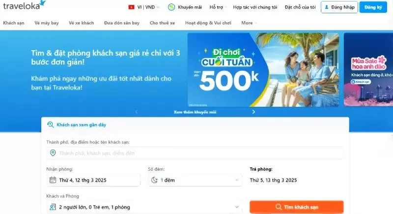 App đặt khách sạn giá rẻ Traveloka