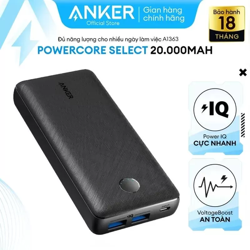 Pin sạc dự phòng Anker PowerCore Select 20000mAh - A1363