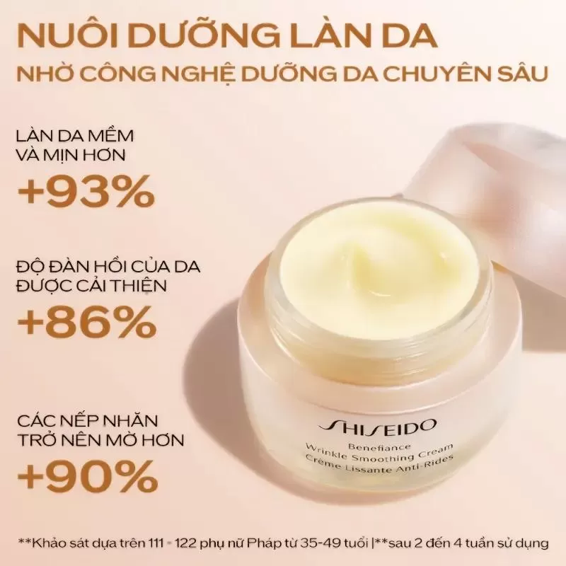 Kem chống lão hóa giàu ẩm Shiseido Benefiance Wrinkle Smoothing Cream Enriched