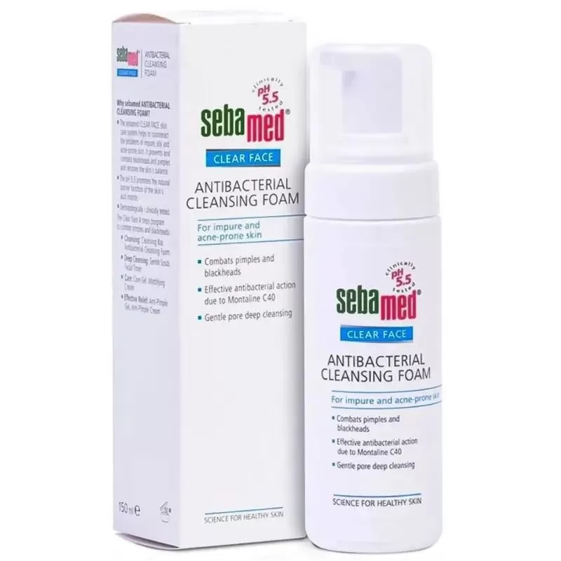 Sữa rửa mặt tuổi dậy thì Sebamed Clear Face Antibacterial Cleansing Foam điều chị mụn trứng cá