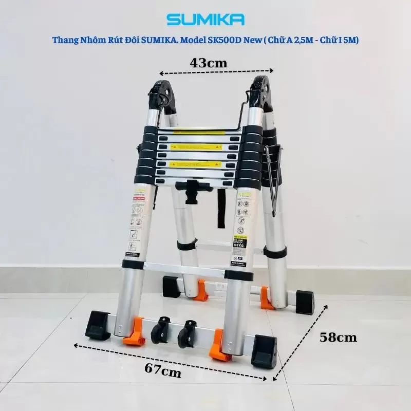 Thang nhôm rút chữ A Sumika SK500D