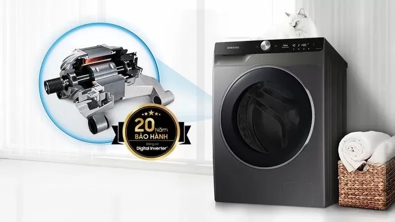 Máy giặt lồng ngang Samsung AI Inverter 11Kg + sấy 7Kg WD11T734DBX/SV