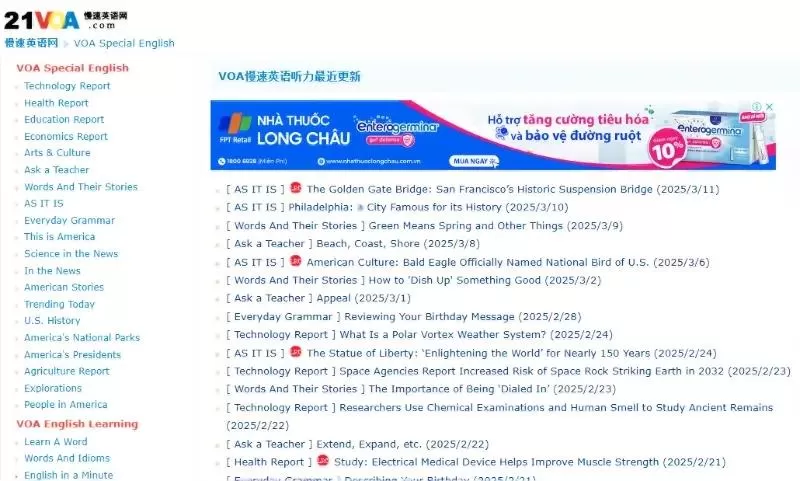Website học tiếng Anh online VOA Special English