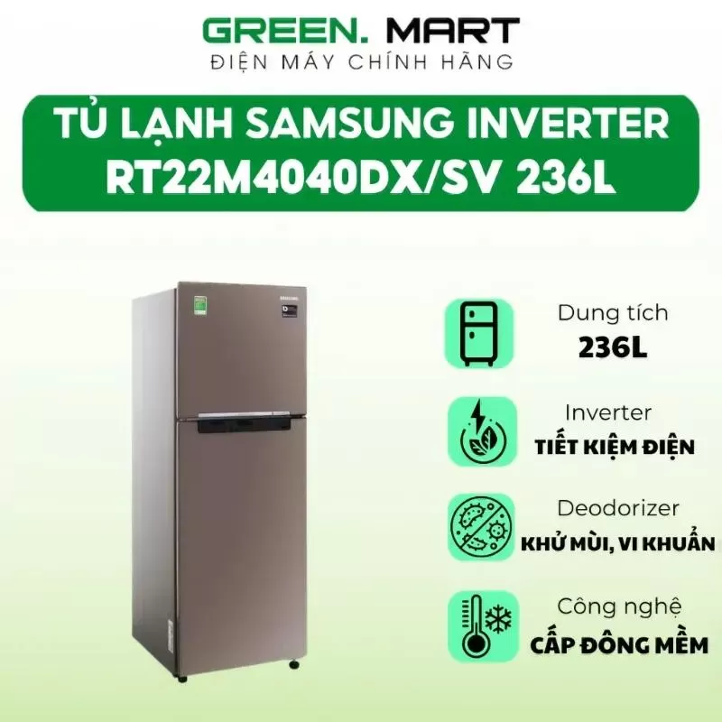 Tủ lạnh Samsung RT22M4040DX hai cánh Digital Inverter 243L