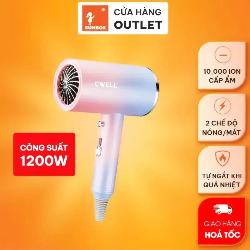 Máy sấy tóc công suất lớn tạo kiểu CWell C02HD 2 chiều nóng lạnh