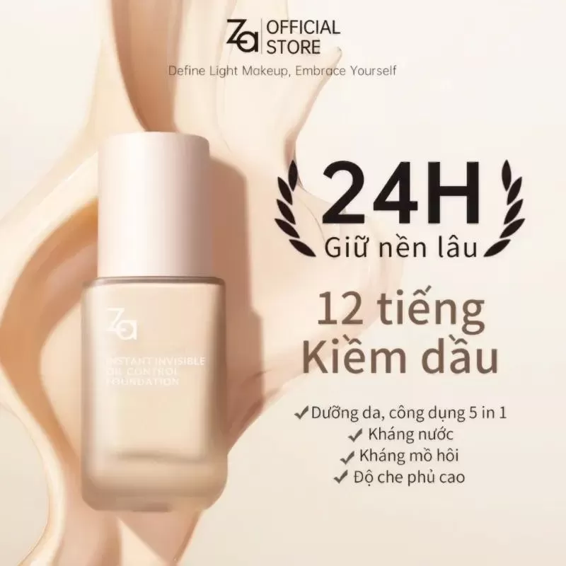 Kem nền cho da nhạy cảm ZA Perfect Face Moisturizing SPF 15/PA ++ kiểm soát dầu chống thấm nước