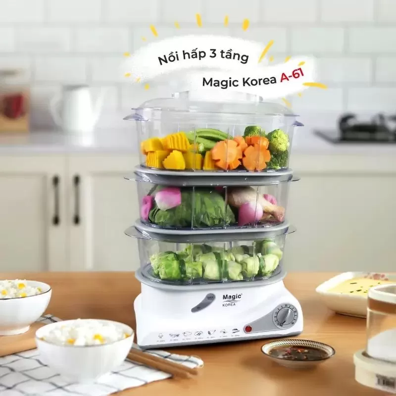 Nồi hấp bánh bao 3 tầng Magic Korea A61
