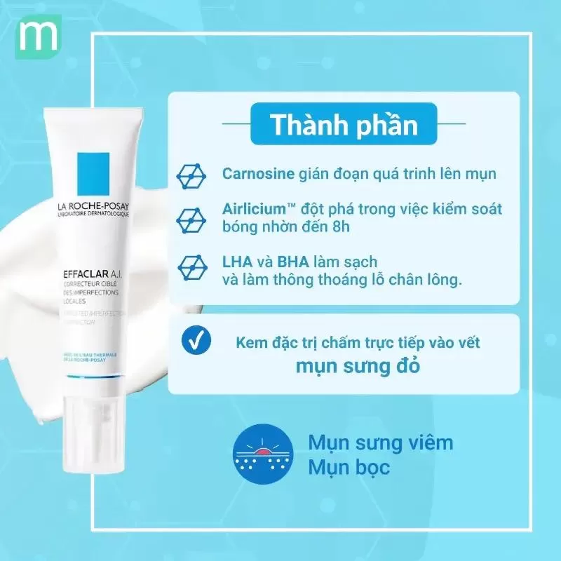 Kem trị thâm mụn sáng da chuyên biệt La Roche Posay Effaclar A.I