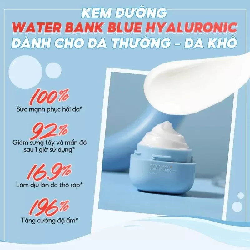 Kem dưỡng ẩm cho da khô Laneige Water Bank Blue HA Cream Dry Skin