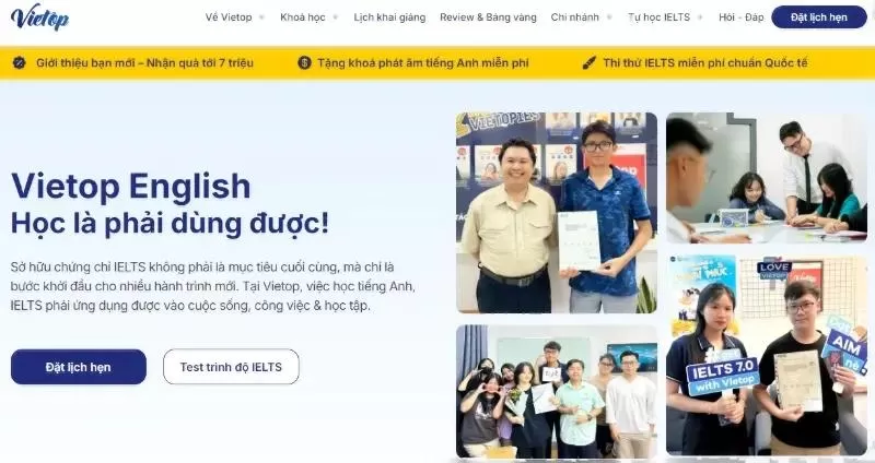 Web học tiếng Anh online IELTS Vietop