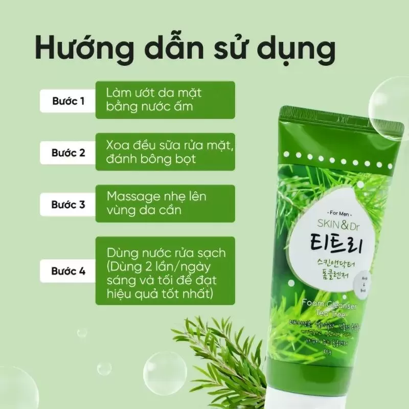 Sữa rửa mặt se khít lỗ chân lông cho nam tràm trà 30Shine Skin Dr Tea Tree