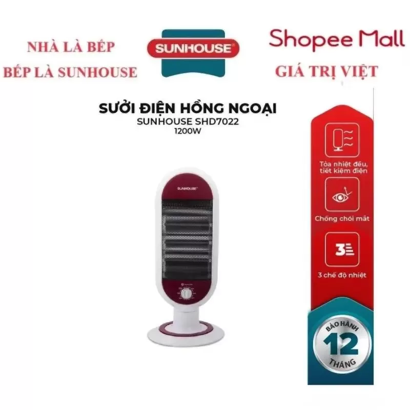 Quạt sưởi điện hồng ngoại SUNHOUSE SHD7022