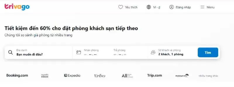 Ứng dụng đặt khách sạn giá rẻ Trivago