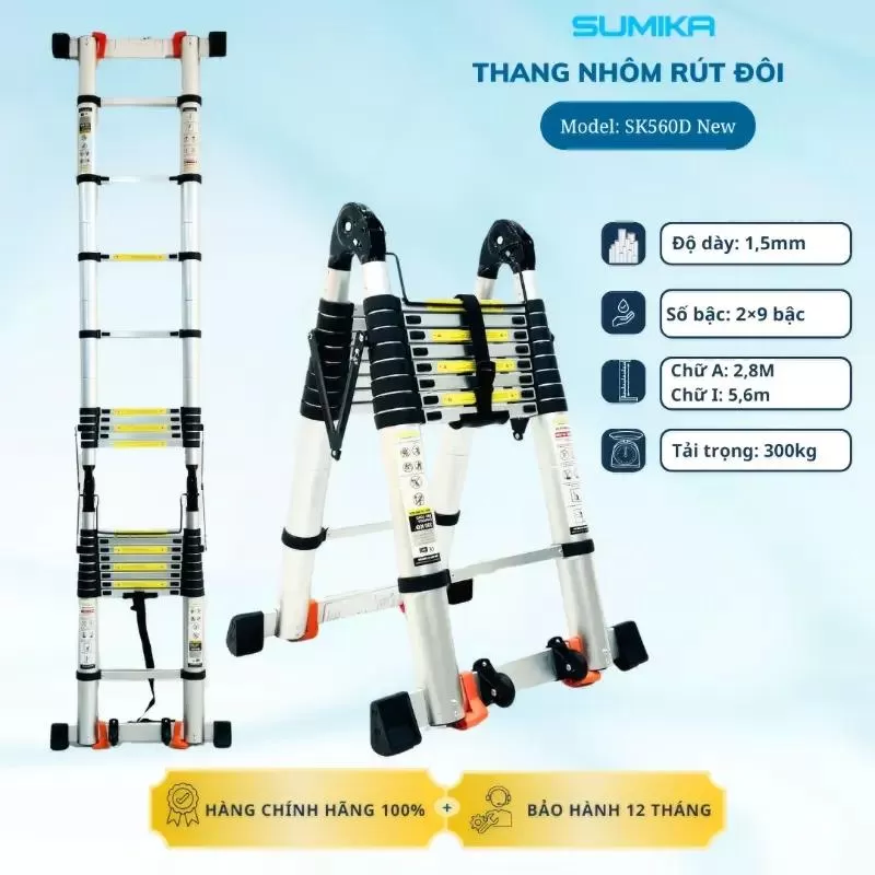 Thang nhôm rút chữ A SUMIKA SK560D