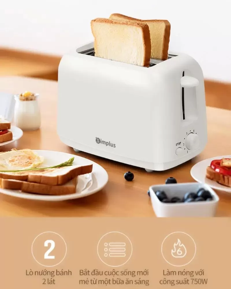Máy nướng bánh mì Toaster Simplus DSLU001 2 ngăn