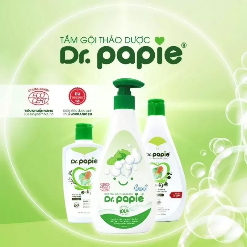 Sữa tắm thảo dược trị rôm sảy cho bé Dr.Papie