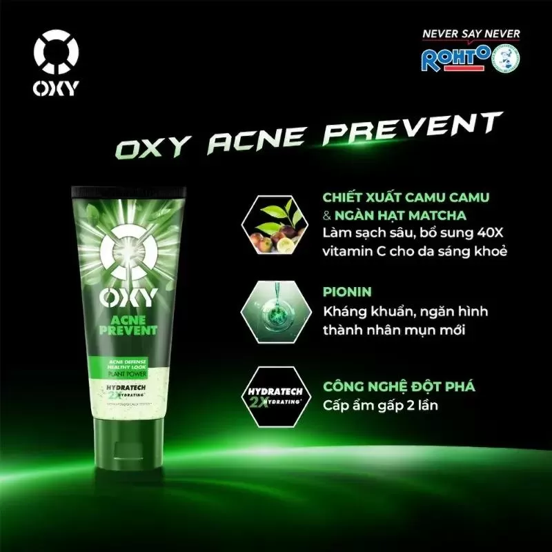 Sữa rửa mặt trị mụn kiểm soát nhờn OXY Total Acne Prevent cho nam