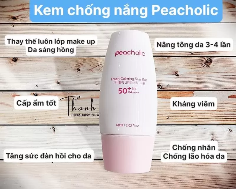 Kem chống nắng da dầu mụn nâng tone Peacholic Calming Sun Gel