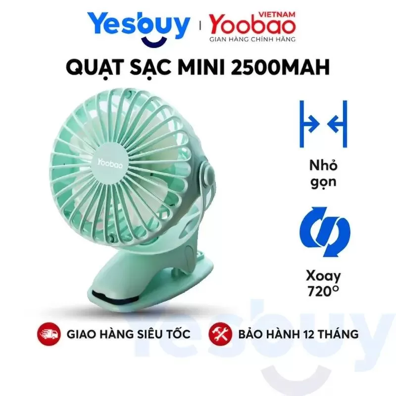 Quạt sạc mini để bàn kẹp nôi YOOBAO F04