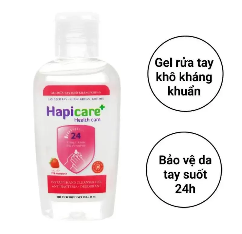 Gel rửa tay khô Hapicare + Instant Hand Cleanser 60ml diệt khuẩn