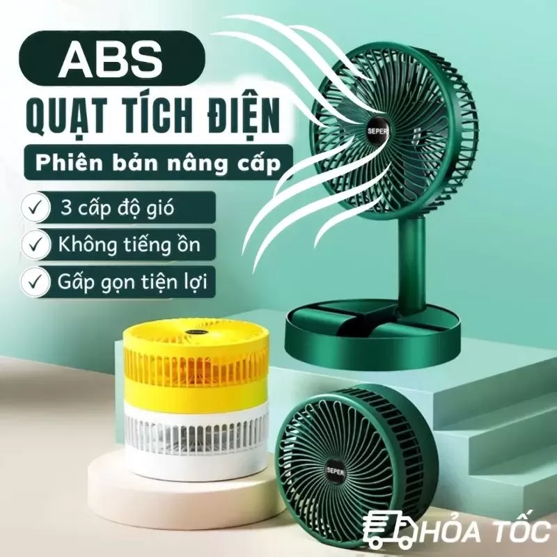 Quạt tích điện để bàn gấp gọn Super