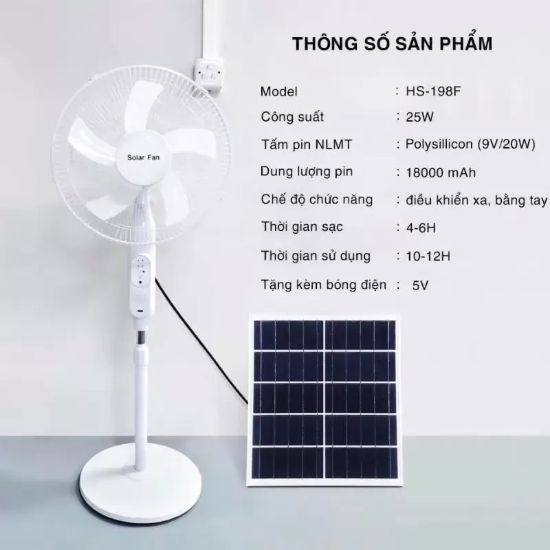 Quạt cây tích điện Solar Fan HS-198F