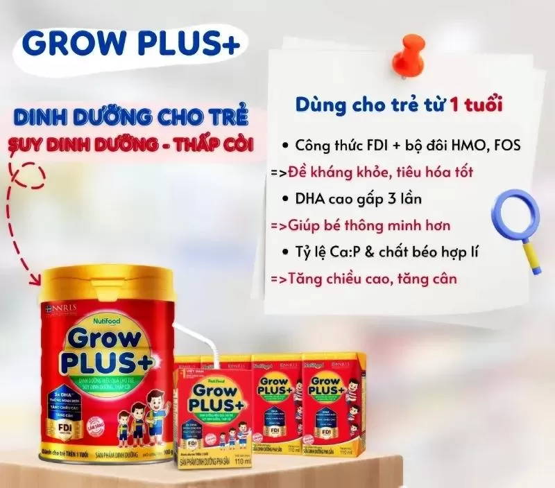 Sữa cho bé tăng cân Grow Plus+ đỏ