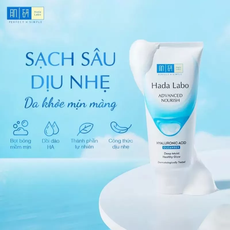 Sữa rửa mặt dưỡng ẩm cho da khô Hada Labo Advanced Nourish