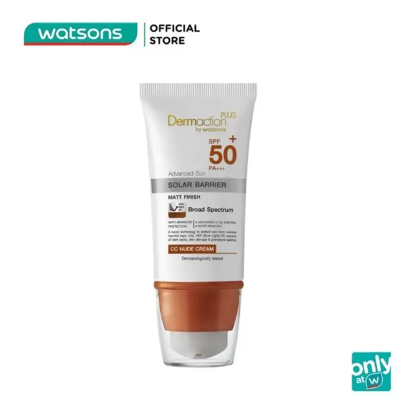 Kem nền chống nắng Dermaction Plus By Watsons Finished CC Nude Cream SPF50+ PA+++ 150ml