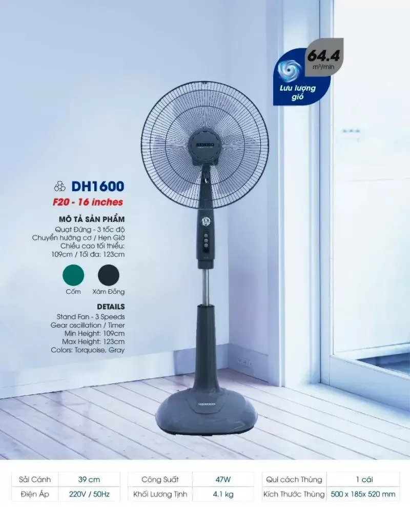 Quạt cây đứng hẹn giờ SENKO DH1600