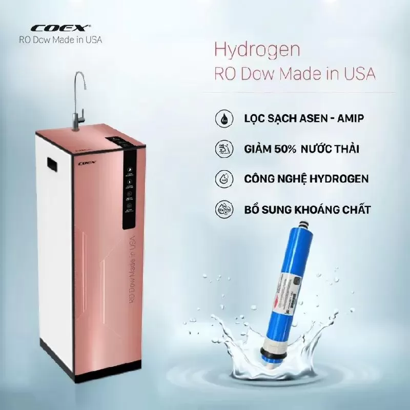 Máy lọc nước Coex 8 cấp Hydrogen WP-7211H (Slim-Pink) dưới 5 triệu