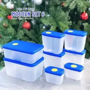 Bộ hộp trữ đông có nút đồng hồ Tupperware Freezermate Set 8