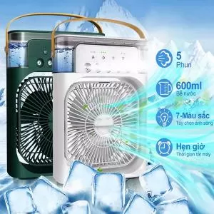 Quạt điều hòa hơi nước mini phun sương để bàn 3 chế độ tích hợp led hẹn giờ