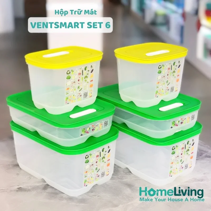 Bộ hộp trữ mát có nút hô hấp Tupperware Ventsmart 6