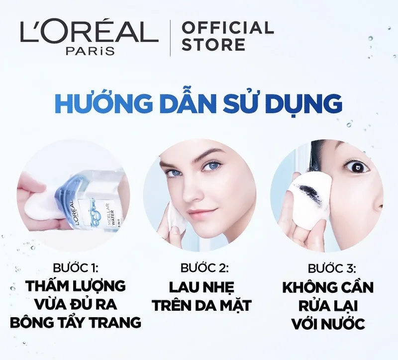 Hướng dẫn sử dụng nước tẩy trang L’Oreal Paris Micellar Water